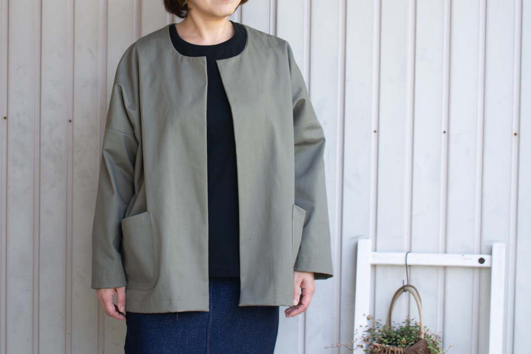 ☆有料☆【紙の型紙/布帛専用】ノーカラードルマンライトコート（Freeサイズ）