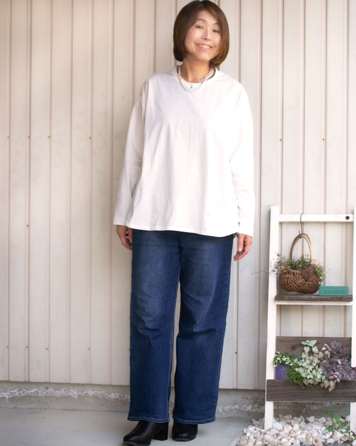 ☆有料☆【紙の型紙】裾カーブワイドＴシャツ2026（長袖のみ/Lサイズ）