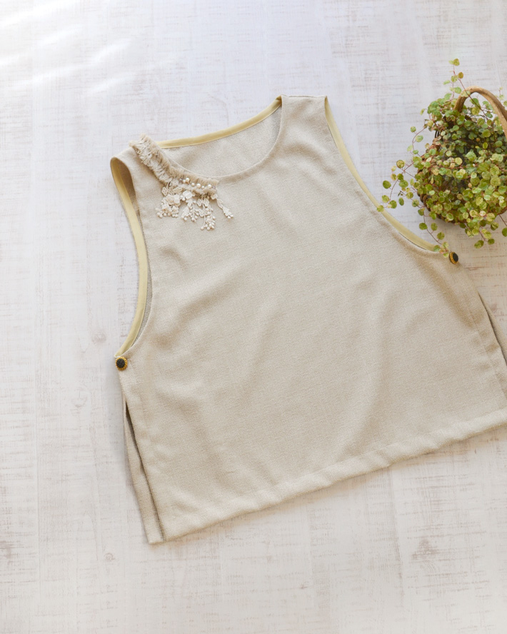 ☆有料☆【紙の型紙】サイドリボンベスト（布帛用型紙・M/L）