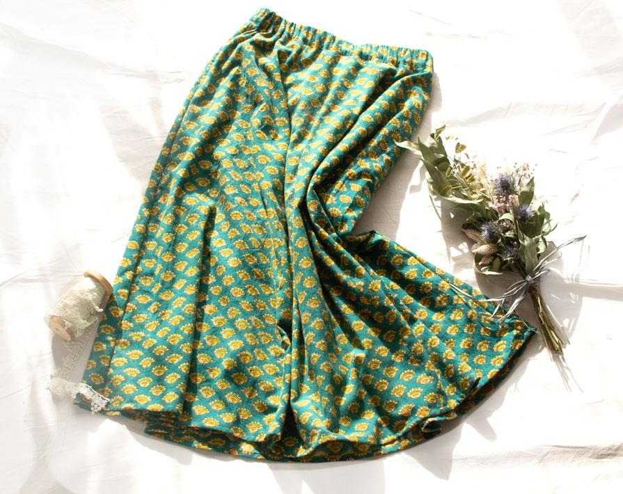 【型紙・生地キット】ハンドブロックプリントで作る♪ひとさじのスパイス スカート（M～Lサイズ）