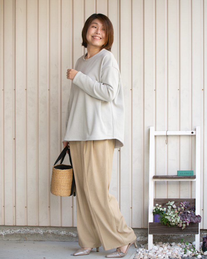 【型紙・生地キット】春まち あったかTシャツキット(型紙:裾カーブワイドTシャツ2026)