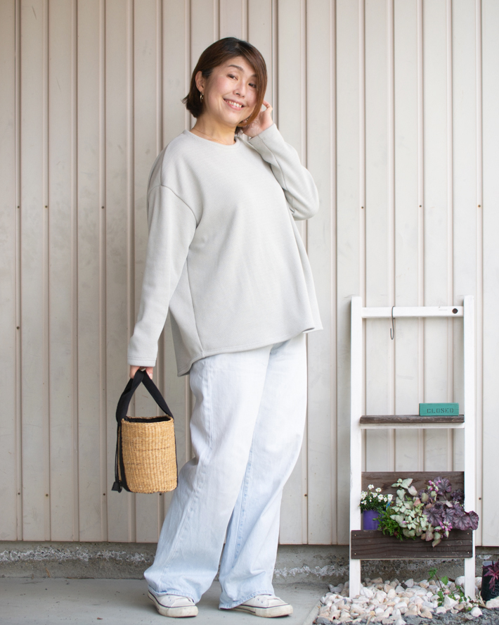 【型紙・生地キット】春まち あったかTシャツキット(型紙:裾カーブワイドTシャツ2026)