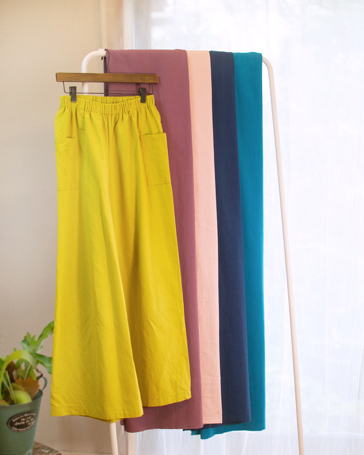 【型紙・生地キット】はじめてのズボン作りに♪カラーで楽しむワイドストレートパンツ