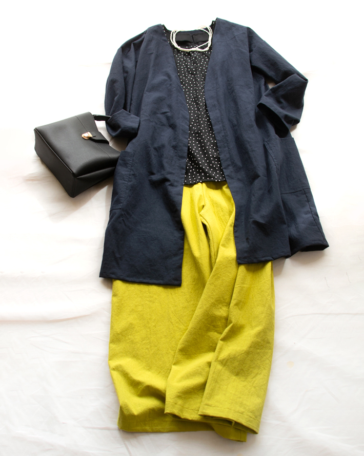 【型紙・生地キット】はじめてのズボン作りに♪カラーで楽しむワイドストレートパンツ