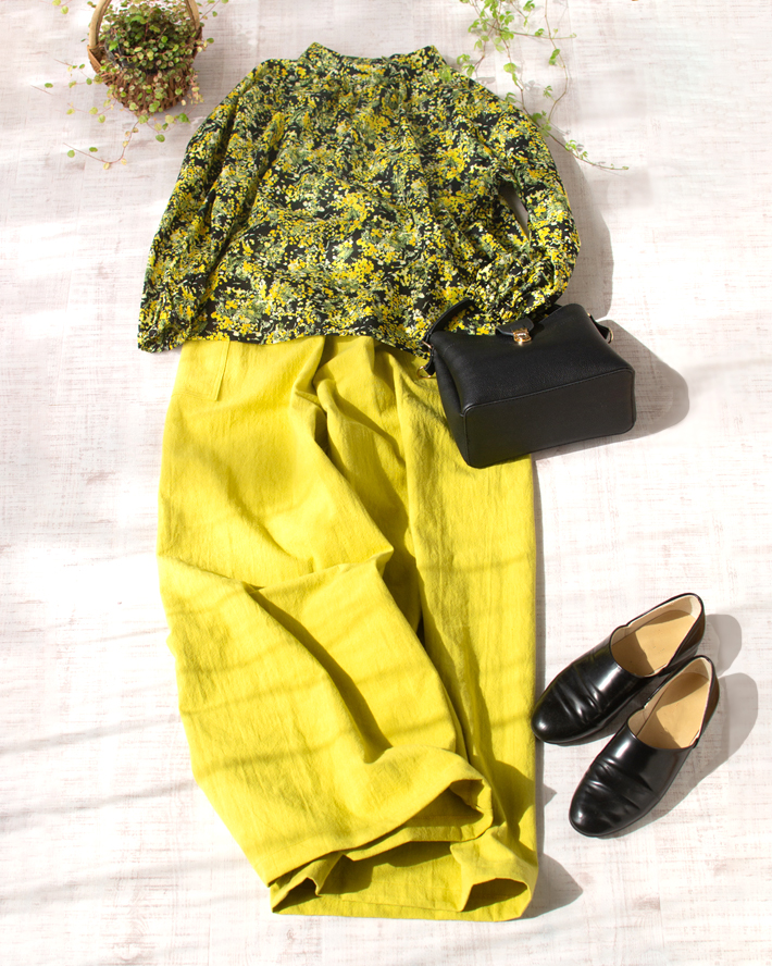 【型紙・生地キット】はじめてのズボン作りに♪カラーで楽しむワイドストレートパンツ