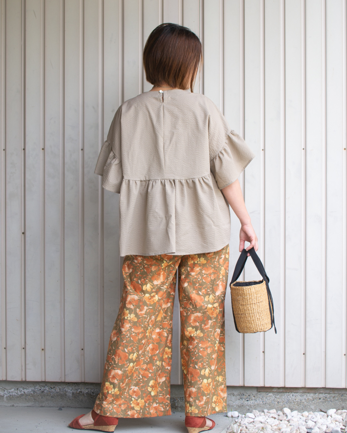 【型紙・生地キット】刺繍生地の組み合わせ♪ふわりオーバーブラウス(ワンサイズ/Lサイズ)
