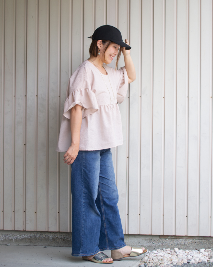 【型紙・生地キット】刺繍生地の組み合わせ♪ふわりオーバーブラウス(ワンサイズ/Lサイズ)
