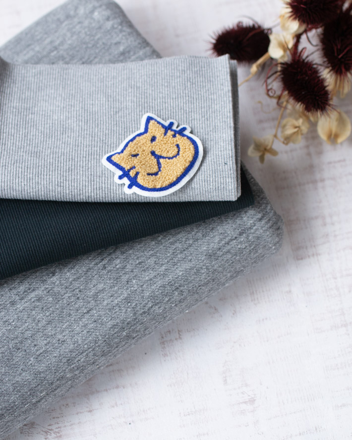 【生地セット】やわらか裏毛とリブのモノトーンセット（ワッペン付）