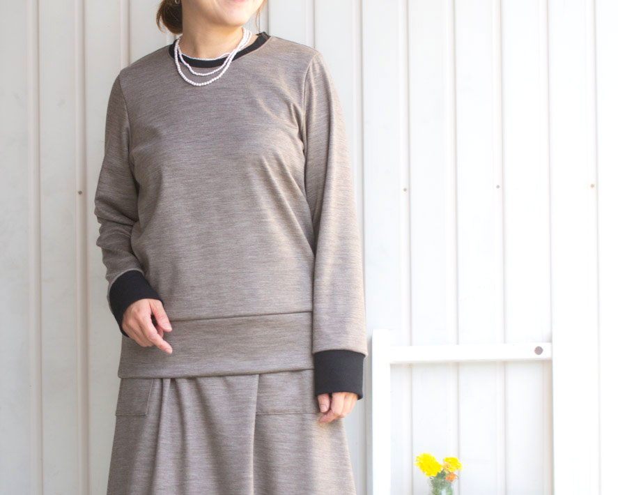 【型紙・生地キット】きれい♪上質ウールポンチで作る簡単カットソー