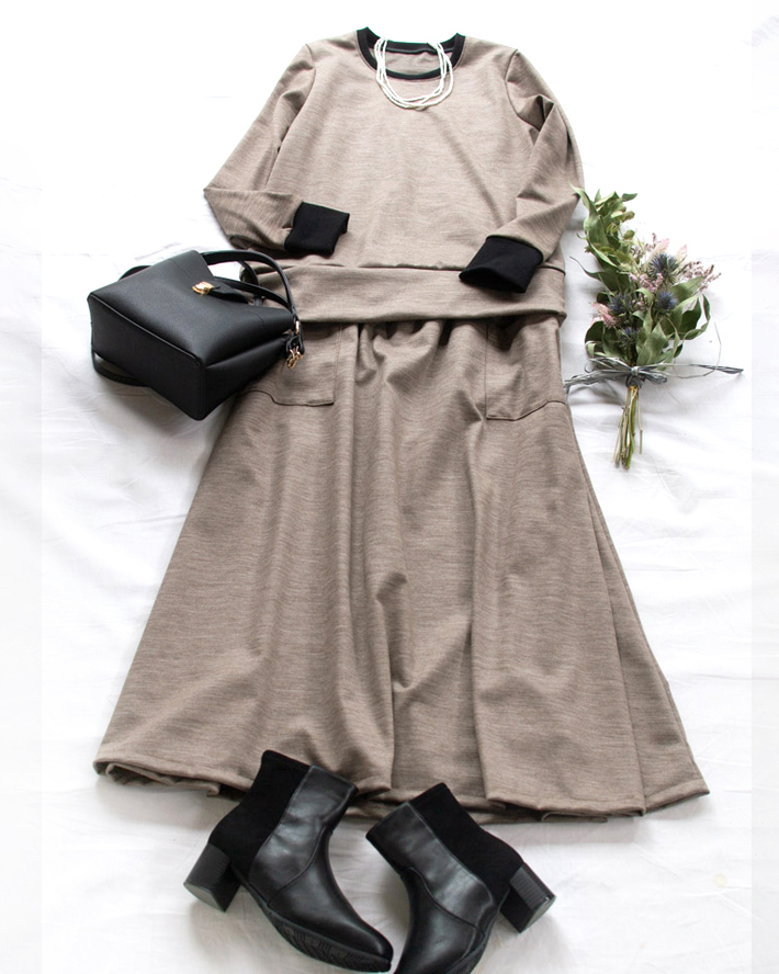 【型紙・生地キット】きれい♪上質ウールポンチで作る簡単カットソー