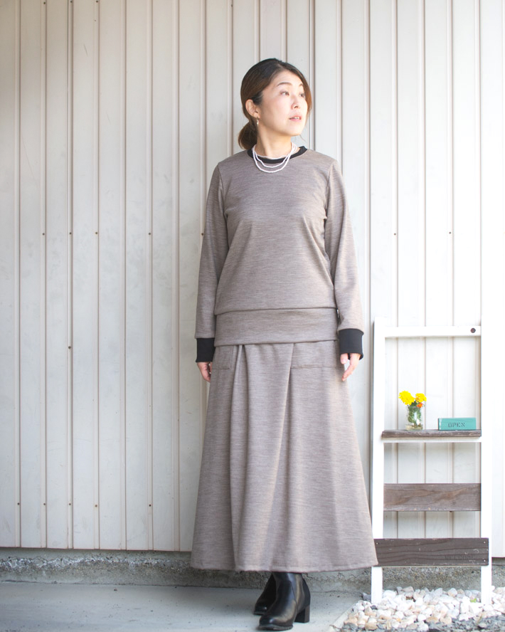 【型紙・生地キット】きれい♪上質ウールポンチで作る簡単カットソー