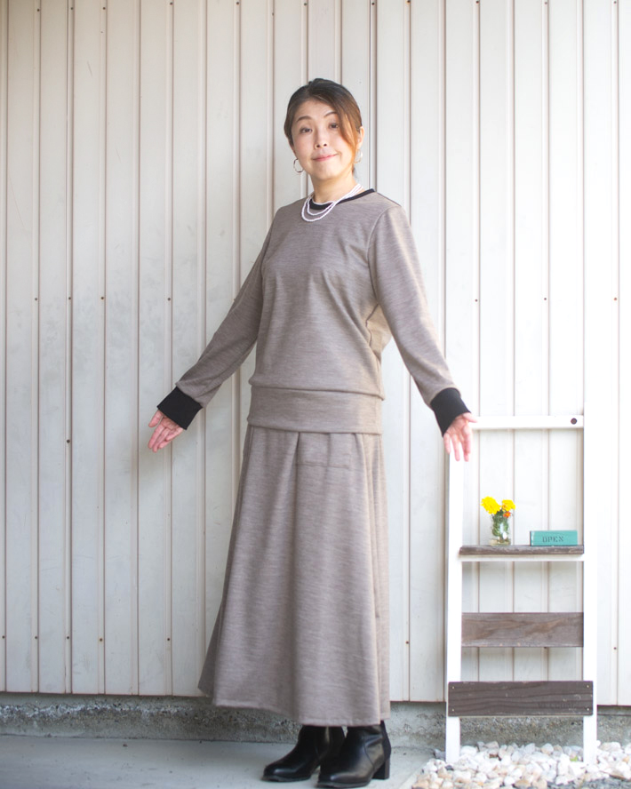 【型紙・生地キット】きれい♪上質ウールポンチで作る簡単カットソー