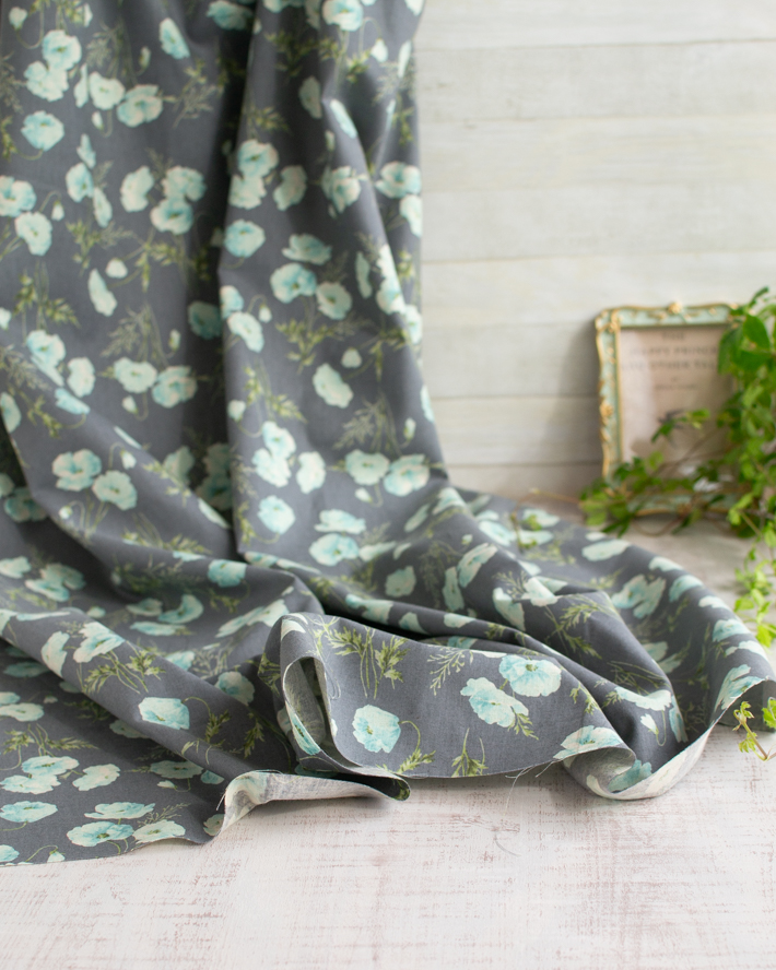 【布帛】コットンリネンシーチング＊ポピー柄