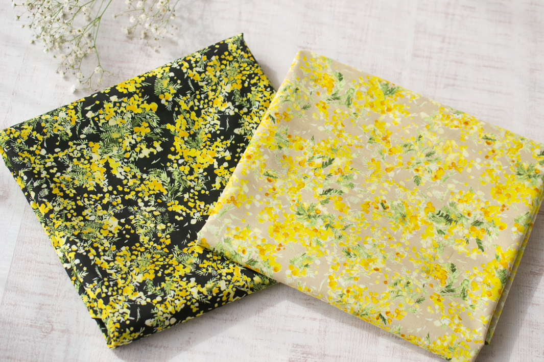 【布帛】ミモザ柄のローン 画像①