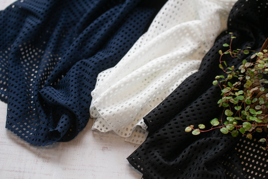 【ニット】プルオーバーなどに♪格子模様のメッシュ風ニット（３色）オーダーカット