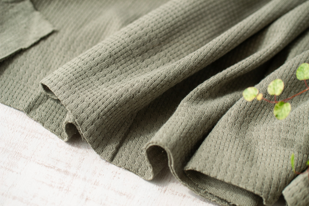 パネル単位での販売【ニット】カットソーに♪接結ニットみたいなやわらかパネルボーダー（カーキグレー）