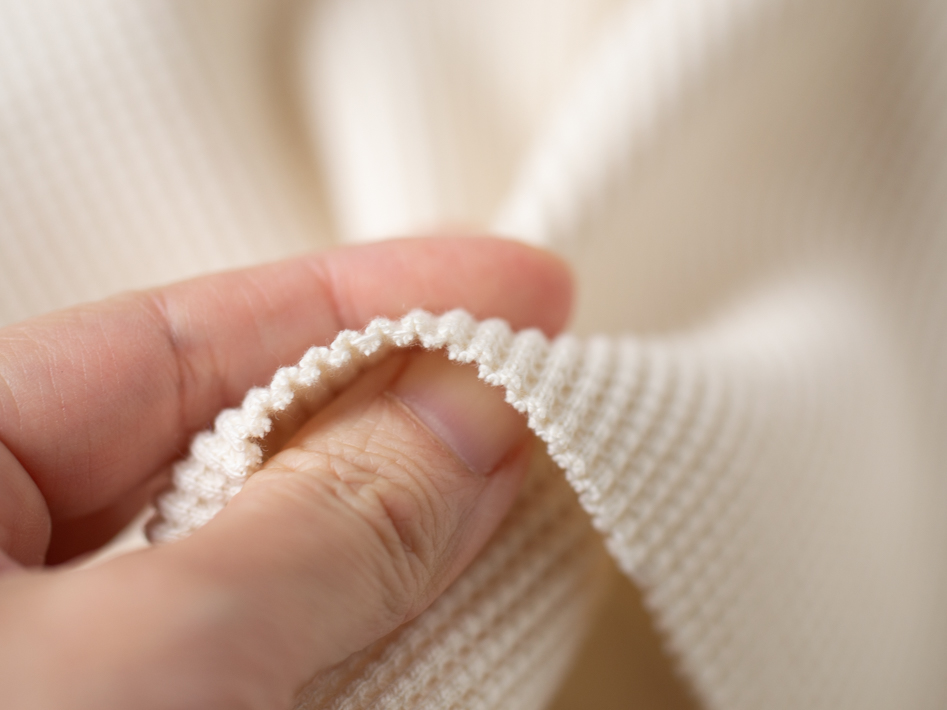 【ニット】きちんと厚みのさらっとコットンワッフルニット（きなり）オーダーカット