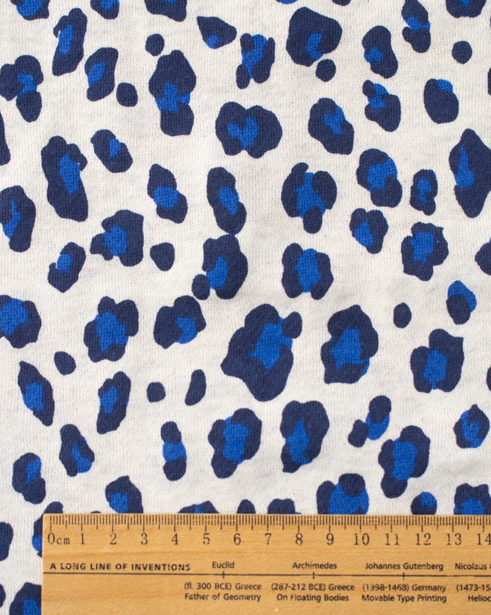 【ニット】レオパード柄プリント30/10裏毛ニット（オートミール）