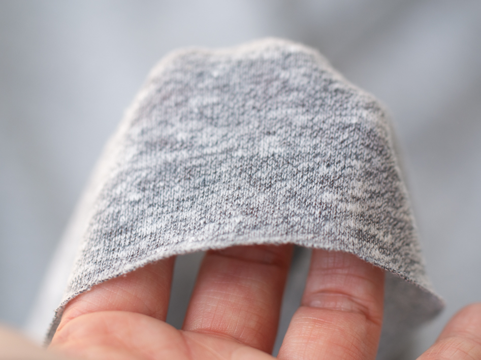 【ニット】羽織物やプルオーバーに♪くったりソフトな天竺ニット（粗びきグレー杢）