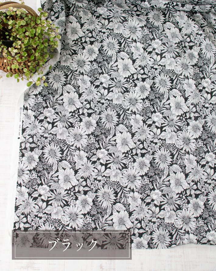 【布帛】涼しげ♪コットンリップルラインフラワー（３色）