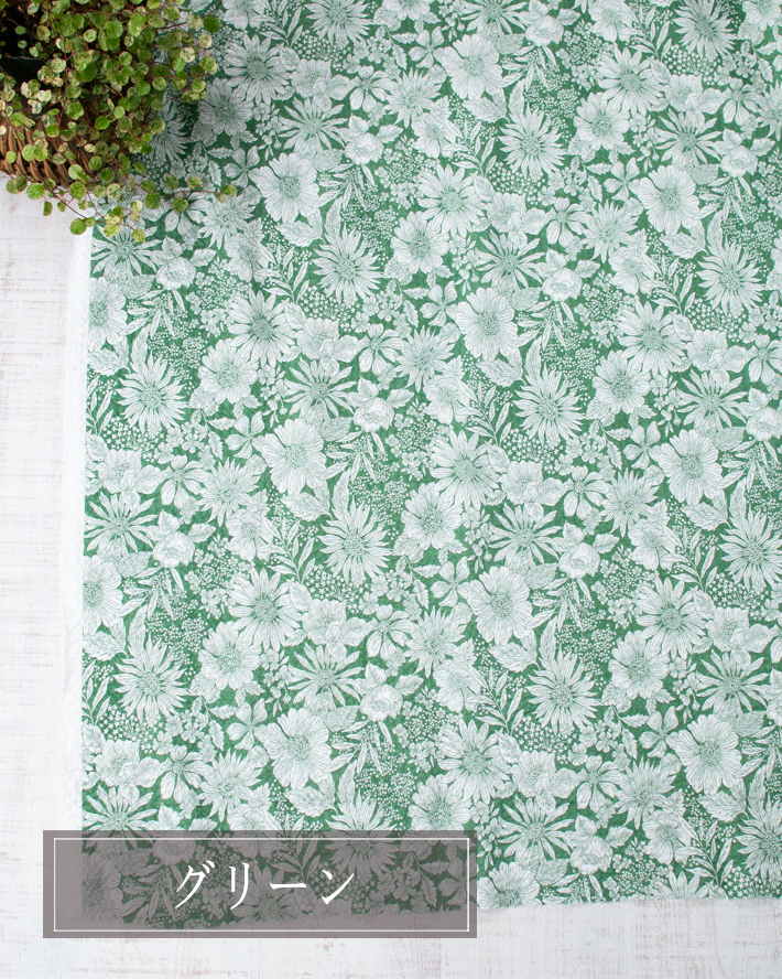 【布帛】涼しげ♪コットンリップルラインフラワー（３色）