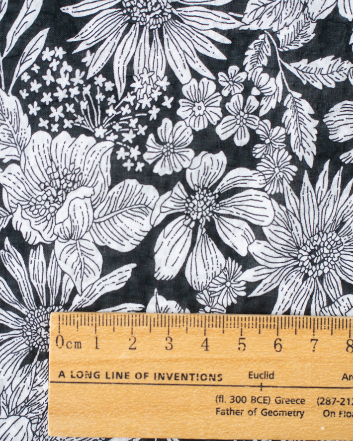 【布帛】涼しげ♪コットンリップルラインフラワー（３色）