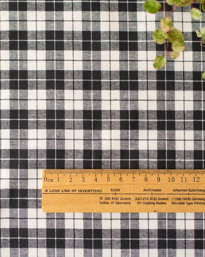 【布帛】透け感なし♪薄手ズボンにもOK！チェック（モノクロ）