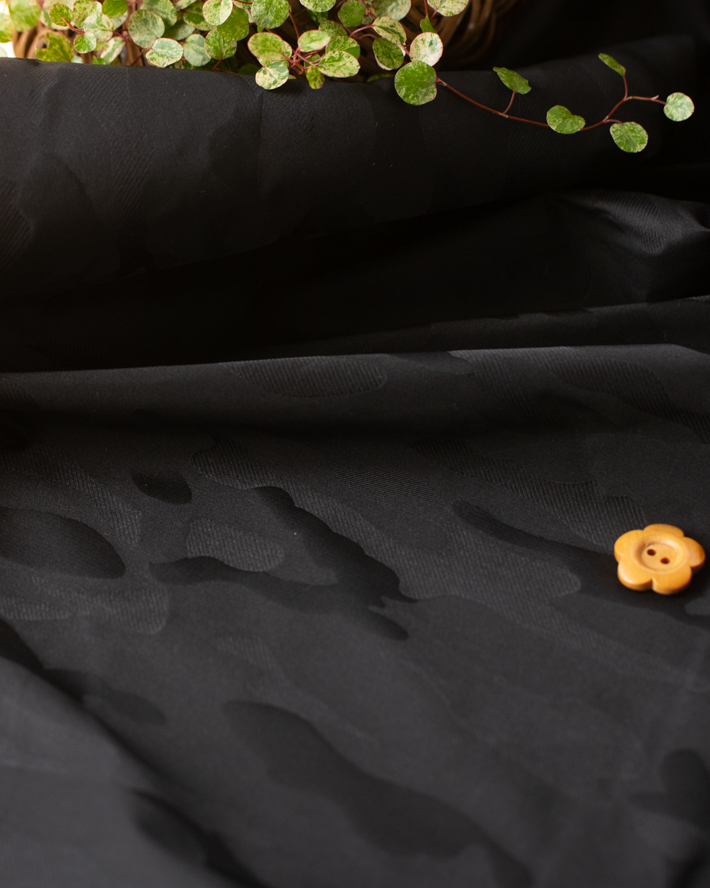 【布帛】撥水加工♪迷彩柄ジャガード（ブラック）