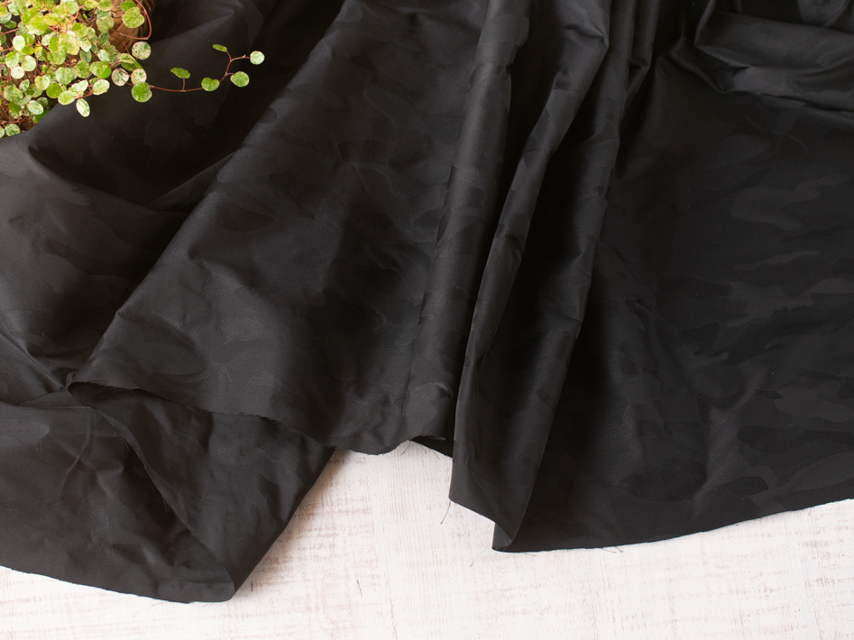 【布帛】撥水加工♪迷彩柄ジャガード（ブラック）